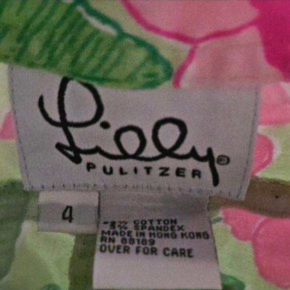 91 LILLY PULITZER MANDEVILLA GREEN PINK FLORAL PANTS WOMEN'S SIZE 4 - Picture 8 of 8